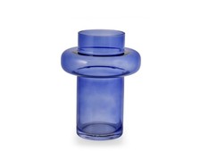H&H Vaso in vetro blu cm. 21
