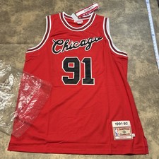 Maglia Dennis Rodman Mitchell Ness rossa 3XL 91-92 legno duro classici retro