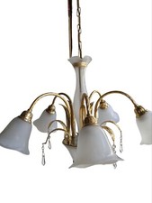 Lampadario da salotto soggiorno 5 bracci ottone cristalli artificiali