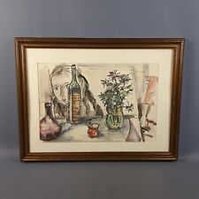 Quadro Dipinto Acquarello Natura Morta Viso Donna Oggetti Riccardo Colombo 1971