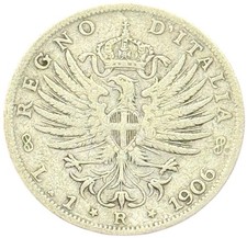 1 LIRA 1906 - AQUILA SABAUDA - VITTORIO EMANUELE III - REGNO D'ITALIA -