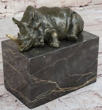 Supporto Libri Statua In Marmo Bronzo Safari Rhino Nero Giungla Vendita