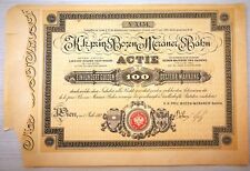 RARA AZIONE DA 100 GULDEN ANNO 1882 BAHN BOZEN MENANER FERROVIA BOLZANO MERANO