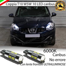 COPPIA LUCI POSIZIONE 10 LED PER NISSAN QASHQAI J10 T10 W5W CANBUS 6000K BIANCO