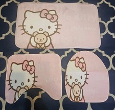 Hello Kitty 3 Piece Bathroom Mat Set,bath Mat 80x45 Cm Toilet Mat Loo Seat Cover