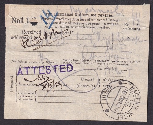 India 1929 assicurazione - 1929,