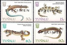 Tuvalu 1986 Lucertole Skink Geco Rettili Natura Animali Selvatici SPECIMEN 4v MNH