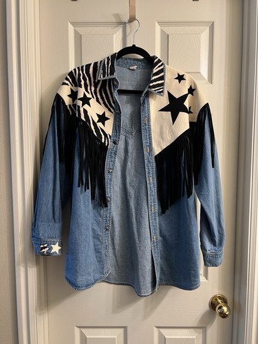 Giacca denim frange western