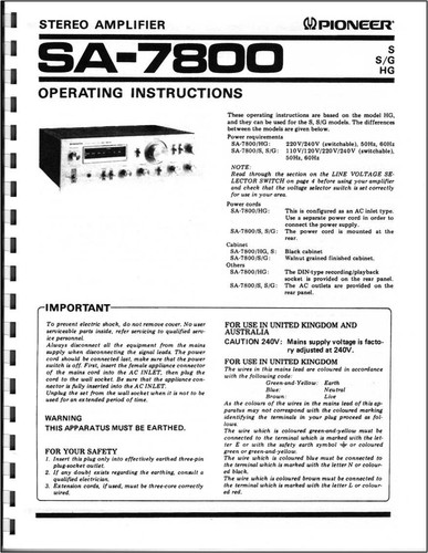 Pioneer 7800 amplificatore - pioneer, sa-7800