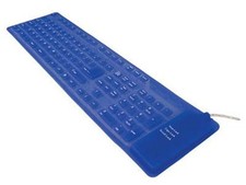 Tastiera USB/PS/2 Morbida in Silicone Blu , Pieghevole, Flessibile, Lavabile 