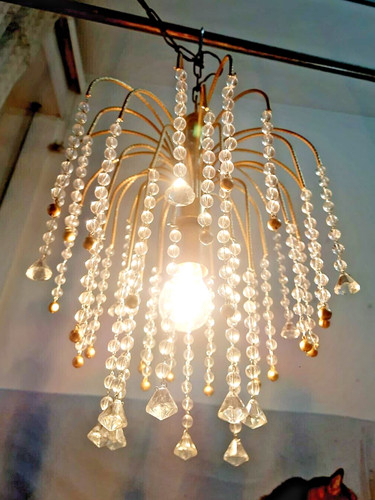 Lampadario oro con gocce - , in