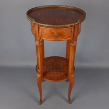 Tavolino Francese Intarsiato Ottone Stile Luigi XVI Con Cassetto Vintage Anni 60