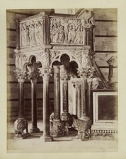 Pisa Cattedrale Il pulpito . 2 foto originali all'albumina 1890c XL489