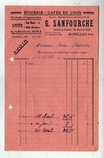 AURILLAC (15) CAFES & EPICERIE en gros "BERGEAUD / G. SANFOURCHE Succ" en 1937