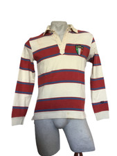 BENETTON RUGBY Maglia Manica lunga Camicia Polo 4# Patch Shirt Vintage Size M
