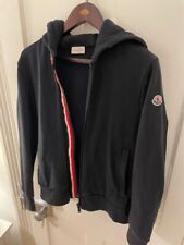 Moncler felpa con cappuccio doppia zip tricolore navy, taglia M