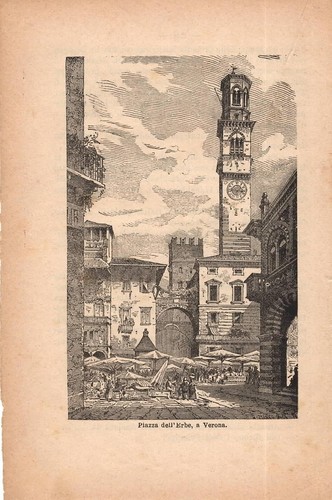 Stampa antica verona piazza - stampa,