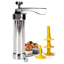 PISTOLA MACCHINA SPARABISCOTTI DOLCI IN ALLUMINO CON 20 TRAFILE 4 BECCUCCI