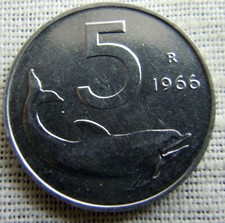 5 LIRE 1966 - DELFINO E TIMONE