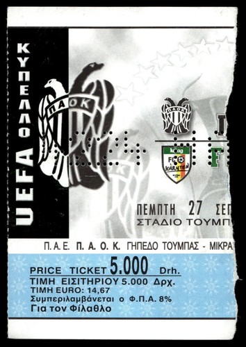Biglietto 2001 paok fc - paok, vs