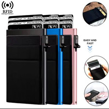PORTA CARTE DI CREDITO TESSERE NERO SLIM PORTAFOGLIO ANTIFRODE RFID UOMO DONNA