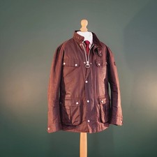 Barbour International Duke Wax Jacket Uomo Medium (m/s) Marrone Biker Trapuntato 