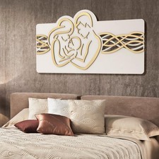 Quadro da capoletto sacra famiglia moderno realizzato con taglio laser oro e bia