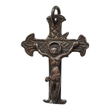 *HH* Antico Crocifisso Bronzo Croce Religiosa Votiva Devozionale '800 Cristo 