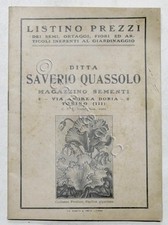 Catalogo listino prezzi - Ditta S. Quassolo - Magazzino Sementi - 1930 ca.