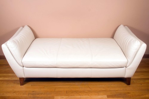 Natuzzi white leather sofa