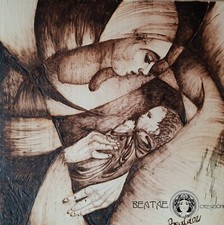 Quadro Legno Maternità Pirografia Hand Made