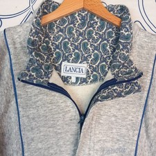 LANCIA FELPA VINTAGE MADE IN ITALY RARISSIMA 1/4 ZIP FODERA DISEGNO CASHMERE TGL