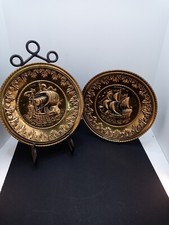 2 Vintage Brass Embossed Wall