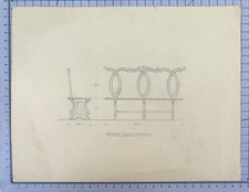 DISEGNO TECNICO VINTAGE PROGETTO PER MOBILI BAROCCO PIEMONTESE MATITA CARTA C0