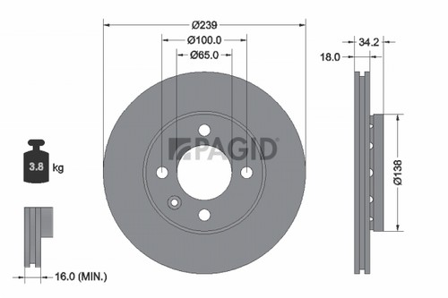 Pagid disco freno ventilato - 2x,
