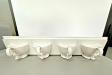 Attaccapanni in resina bianca calco di 4 tazzine chabby chic