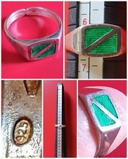 Anello?ARGENTO 925 massiccio STERLING n.13 SMALTO fuoco VINTAGE uomo donna 5 gr