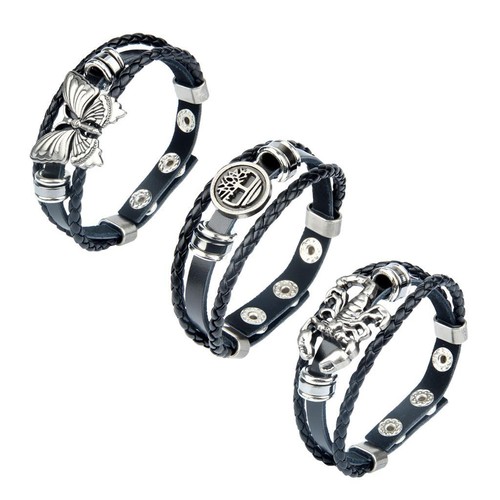 Bracciale pelle intrecciata - bracciale,