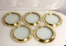 Lotto di 5 oblò in metallo ottone fatto a mano stile vintage con decorazione ...