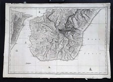 stampa antica mappa 1788 giuseppe guerra stretto messina calabria sicilia carta