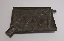 Antica Scultura Piastra Placca Fusione Bronzo Cavalli cm 14