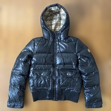 Burberry Blue Label Down Jacket Nova Check Black Hood Used Japan Size L