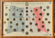 quadro di monete in lire italiane dal 1946 al 2001