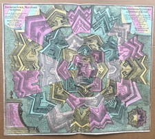 Mappa antica originale Seutter 1730 ca. Architectura Militaris.. Fortificazioni