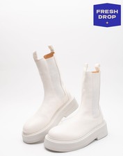 Stivali Chelsea in pelle MARSELL RRP € 850 US7 UK6 EU40 bianco granuloso Made in Italy