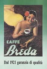 Gino Boccasile, 1980s - CAFFE' BREDA - Advertising vintage poster cm 68 x 47