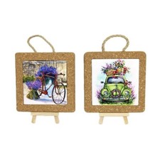 1 PZ Sottopentola ceramica e sughero design LAVANDA 15x15 cm BOMBONIERA 1DBS