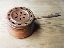 Scaldaletto, scaldino, braciere  piccolo, antico in rame, diametro ca 11,5 cm 