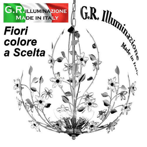 Lampadario moderno cromato - cromato, 5