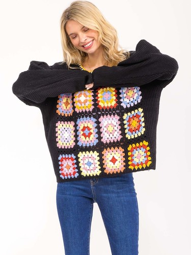 Maglione nero granny square - maglione,